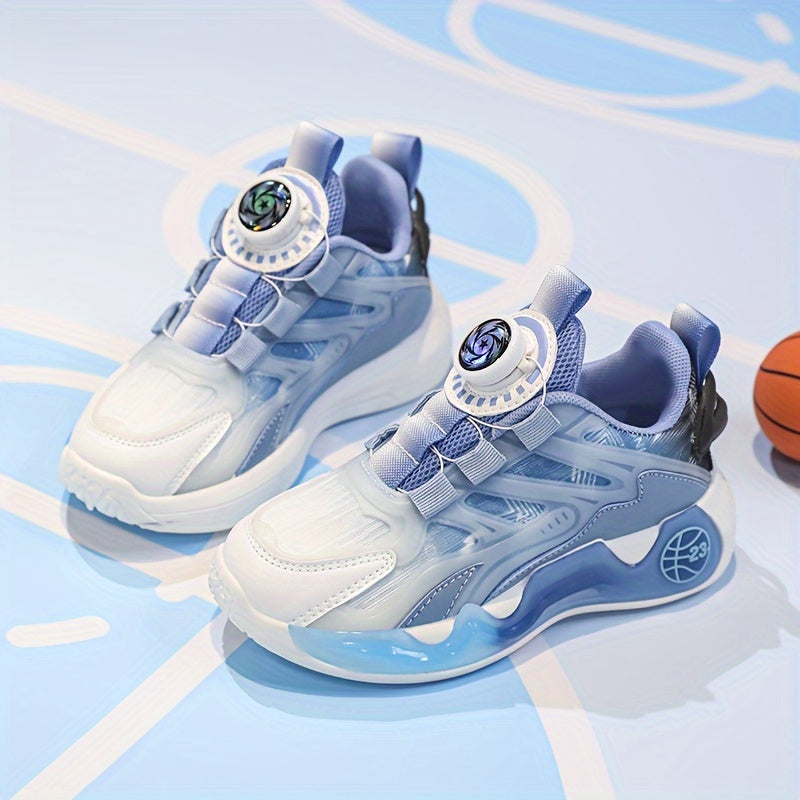 Boys Rotating Button Low Top Sneakers Breathable Non Slip Shoes