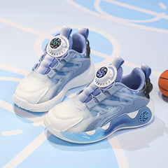 Boys Rotating Button Low Top Sneakers Breathable Non Slip Shoes