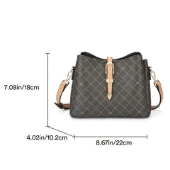 Vintage Argyle Crossbody Bag Adjustable Straps Zipper Square Shoulder Bag