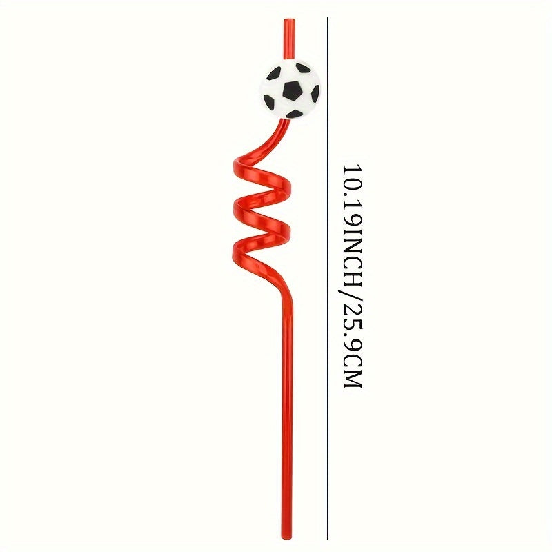 4pcs Soccer Party Straws Reusable Sports Supplies