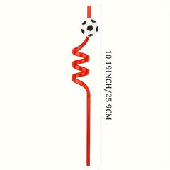 4pcs Soccer Party Straws Reusable Sports Supplies