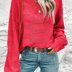 Solid Crew Neck Pullover Sweater for Women