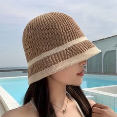 Crochet Bucket Hats Block Sun Hat for Women