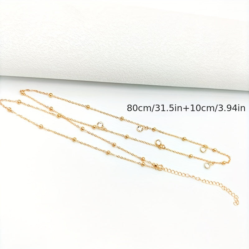 Golden Boho Belly Chains Rhinestone Pendant Tassel Body Chain