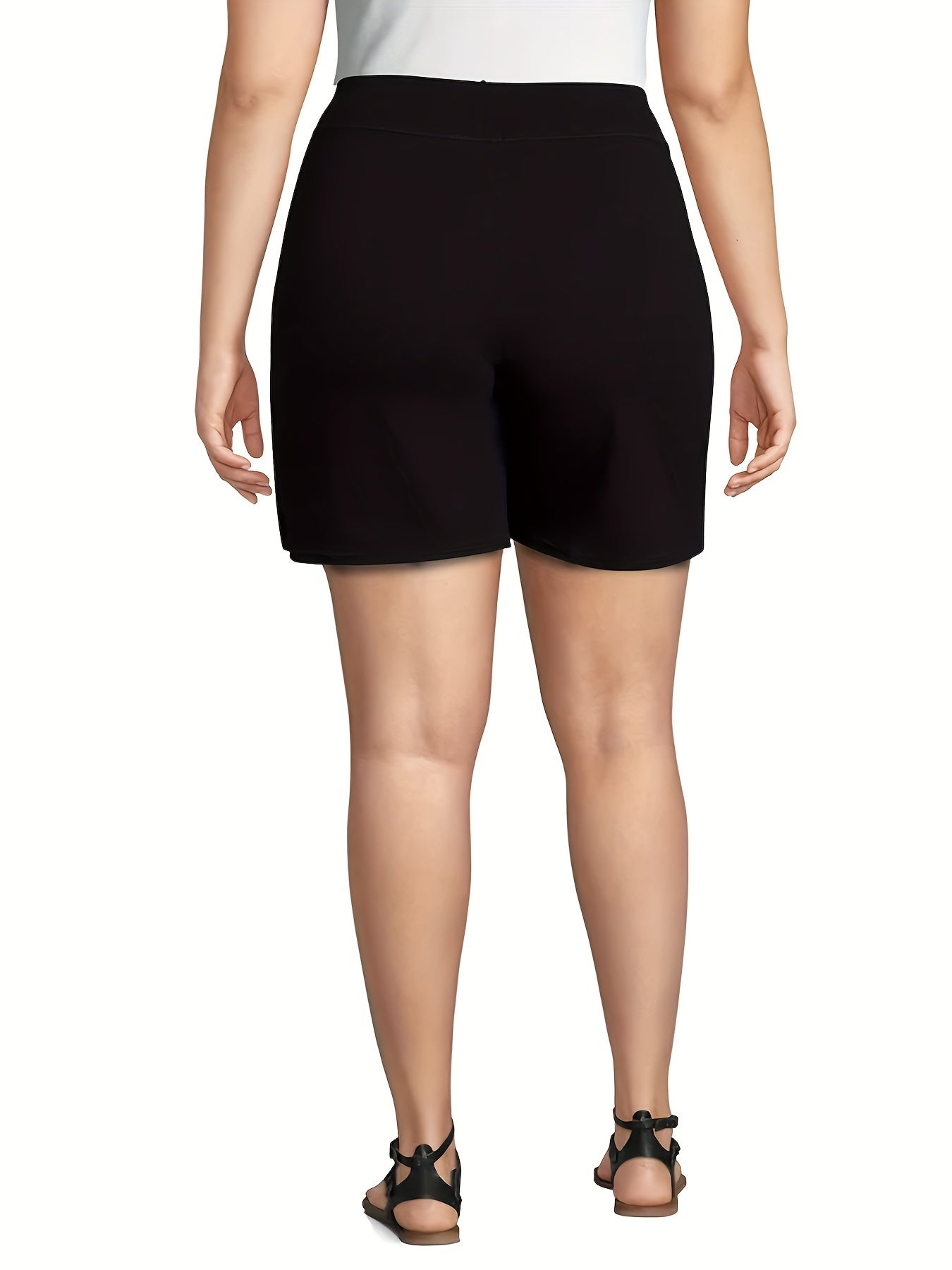  Solid High Rise Stretch Shorts With Pockets