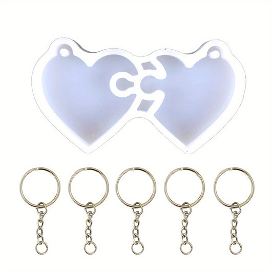Puzzle Heart Silicone Keychain Mold DIY Jewelry Pendant Making Tool