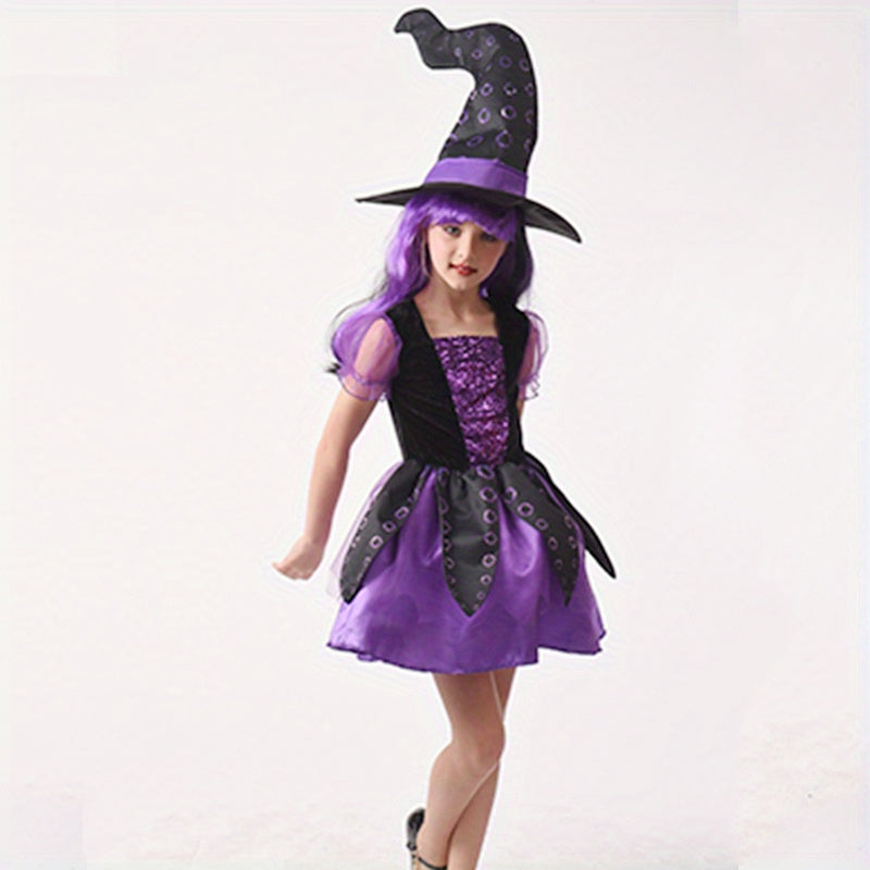 Witch Costume Girls Halloween Dress Kids Party
