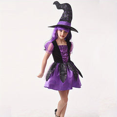Witch Costume Girls Halloween Dress Kids Party