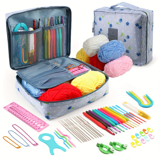 Cat Print Crochet Kit with Metal Hooks, Yarn, Scissors