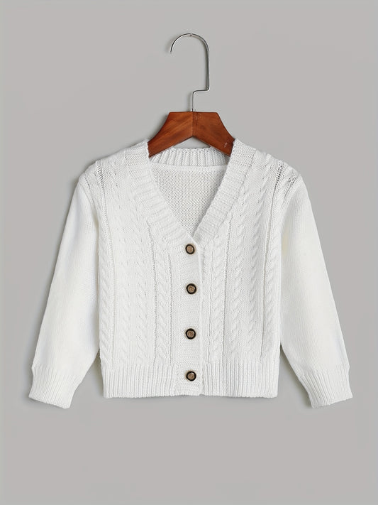 Kids Button V neck Knit Cardigan Sweater Coat Top For Toddlers