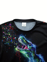 Kids Polka Dot Dinosaur 3D Print T-shirt Short Sleeve Tee