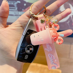 Candy Ice Cream Cup Keychain Cartoon Keyring Car Pendant