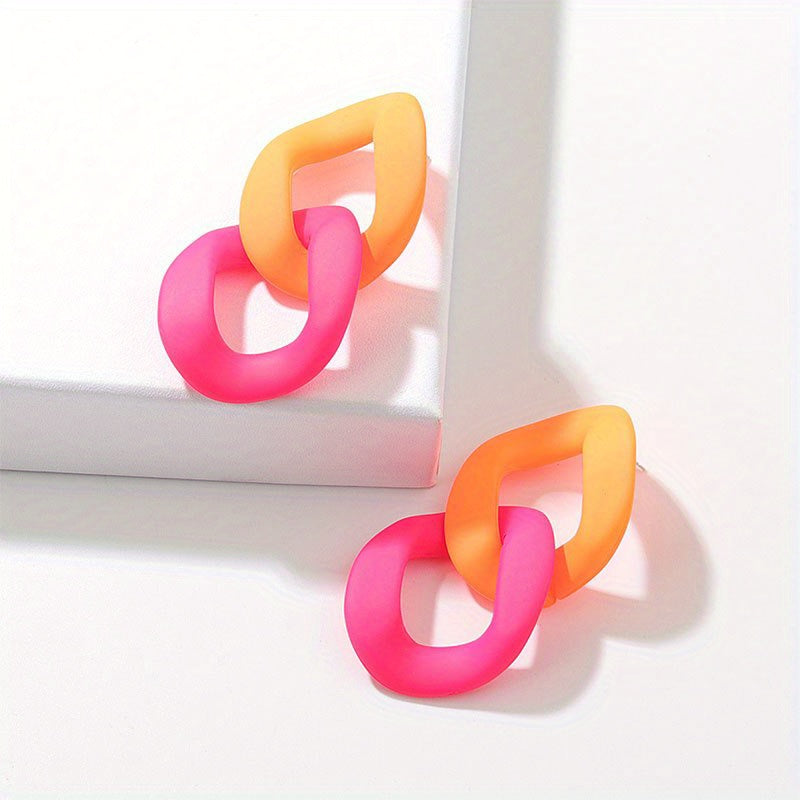 Fluorescent Chain Acrylic Dangle Earrings, Creative Gift