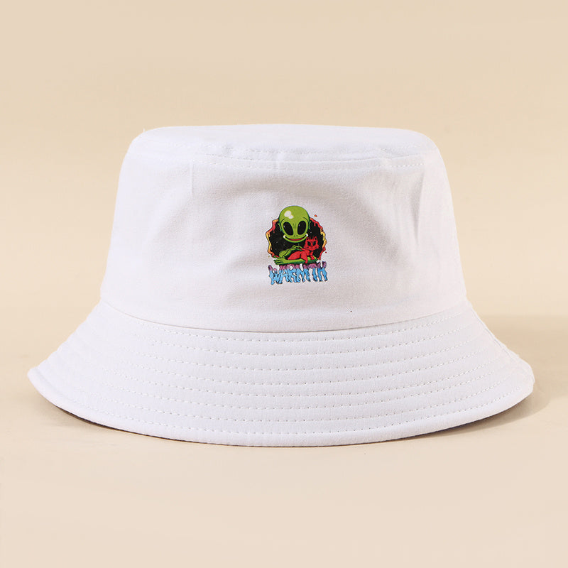 Alien Print Cotton Bucket Hat Man Unisex Visor Sun Hats