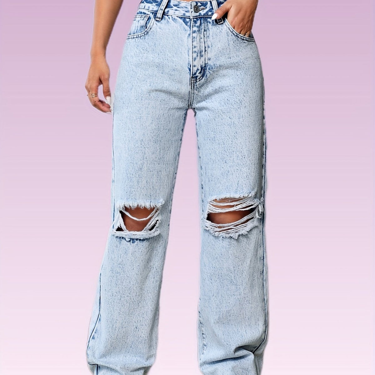 Washed Wide Legs Jeans Women's Denim Jeans