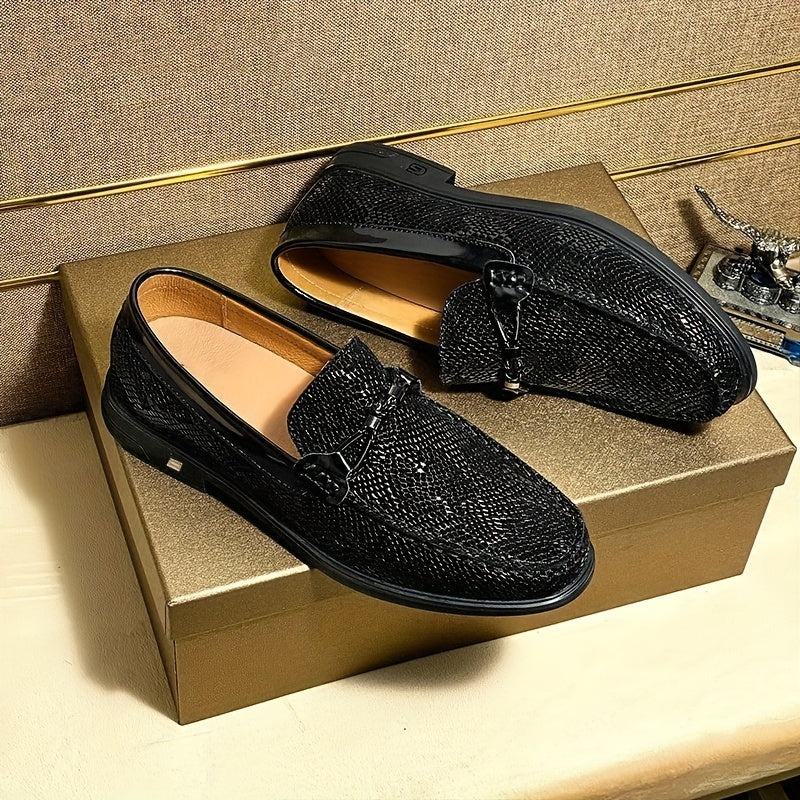 Men's Lightweight Snakeskin Bit Loafer Shoes Slip On Casual Sneakers