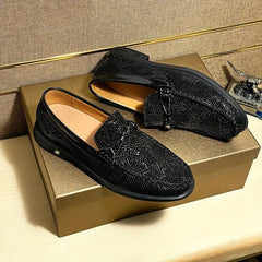 Men's Lightweight Snakeskin Bit Loafer Shoes Slip On Casual Sneakers
