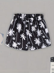 Hawaii Coconut Tree Print Boys Comfort Shorts Quick Drying for Summer