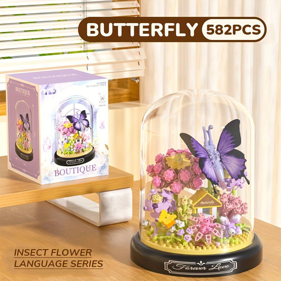 Micro Grain Building Block Ornament Set with Base Dragonfly 568pcs