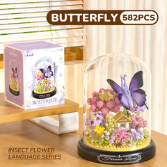 Micro Grain Building Block Ornament Set with Base Dragonfly 568pcs