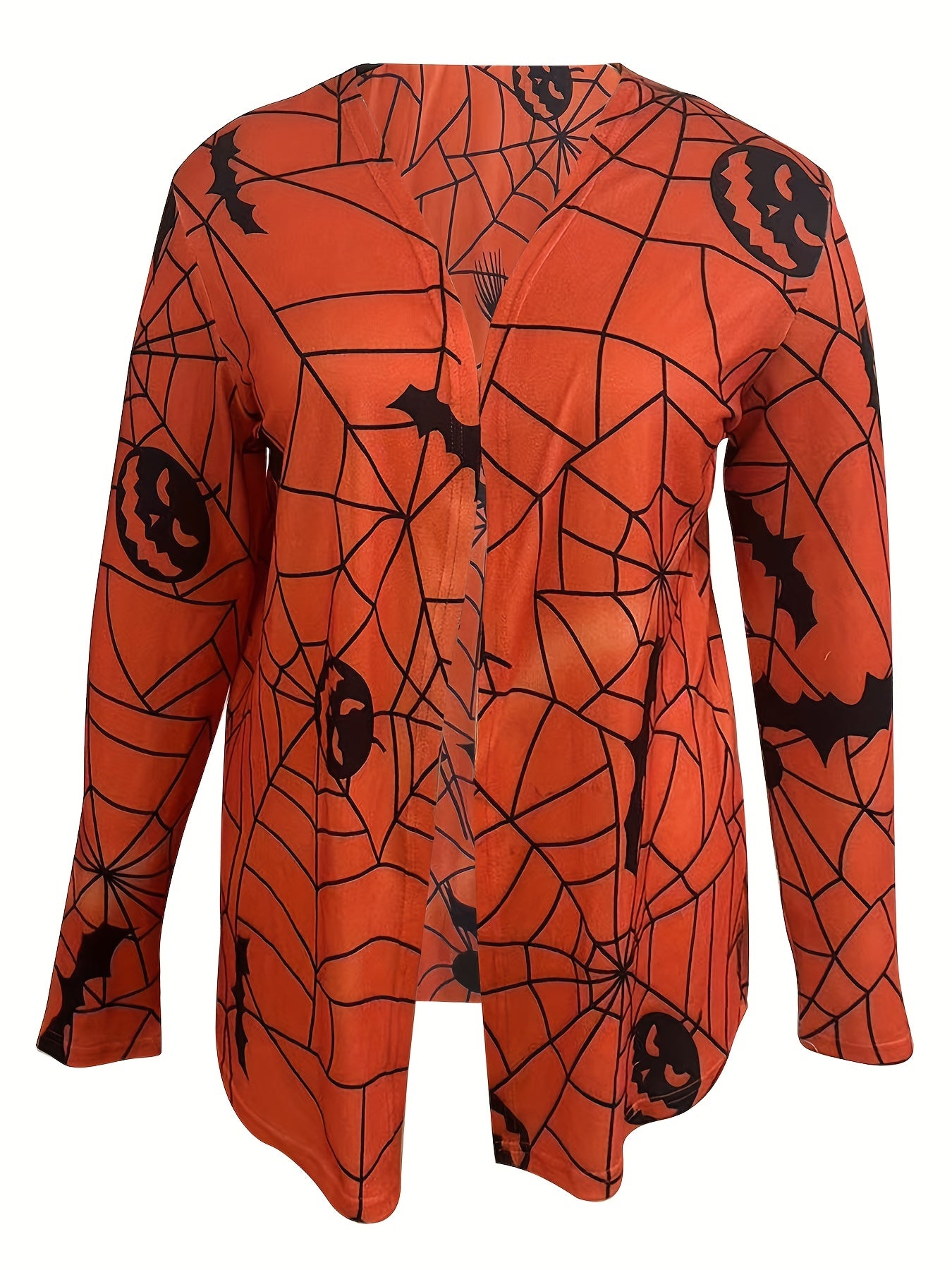  Halloween Cardigan Women's Pumpkin & Ghost Print