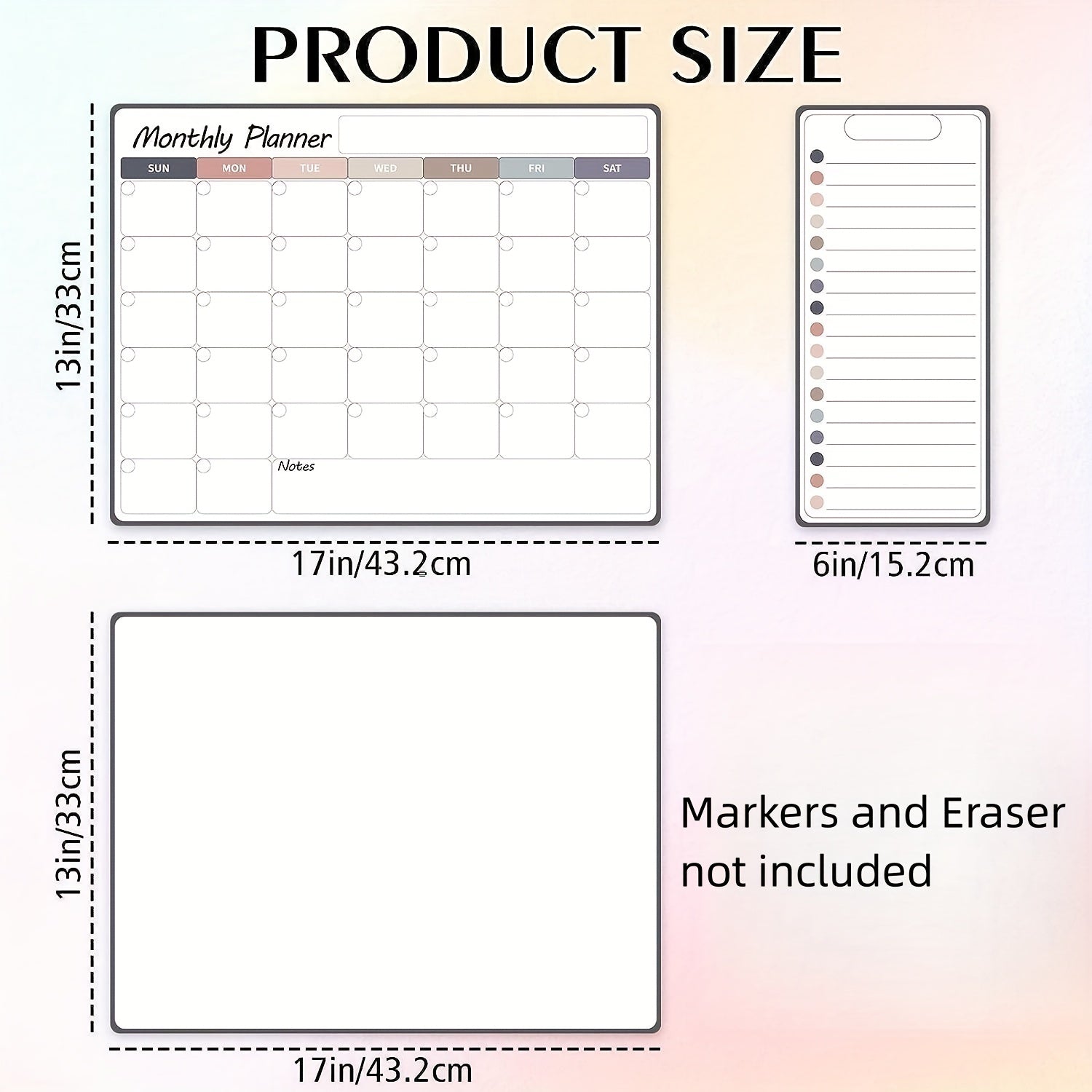 3pc Magnetic Monthly Calendar For Fridge Colorful Magnetic Whiteboard