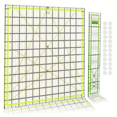 2pcs Quilting Rulers w/ Non Slip Rings Fabric Cutting Ruler for Quilting/Sewing