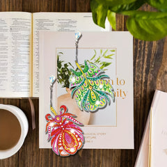 Diamond Painting Bookmarks DIY Kit w/ Tassel Resin Rhinestone Feather Set