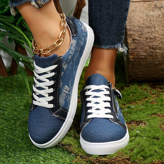 Women's Denim Skate Shoes Casual Low Top Walking Shoes