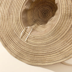 Vintage Boho Straw Sun Hat with Ribbon Bow
