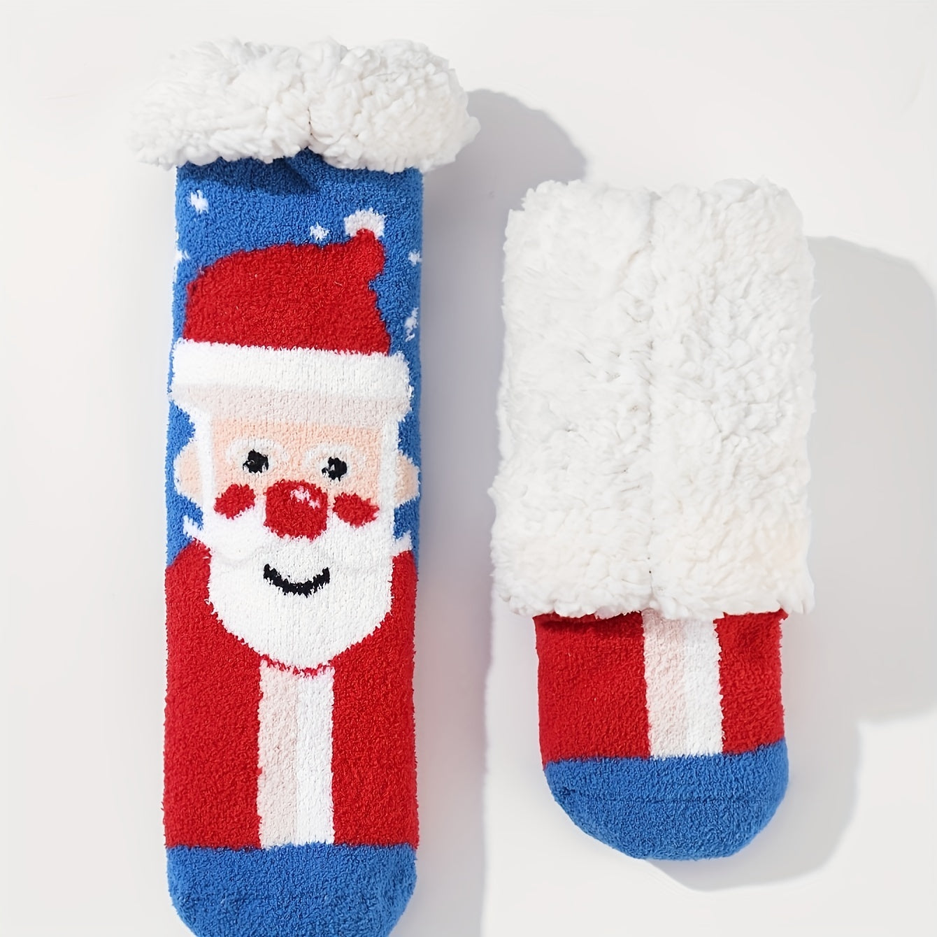 Christmas Print Fuzzy Socks Women's Mid Tube Stockings