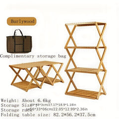 Portable Solid Wood Folding Shelf for Camping