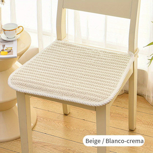Stripe Pattern Chair Cushion Minimalist Style Four Seasons Corduroy Fabric