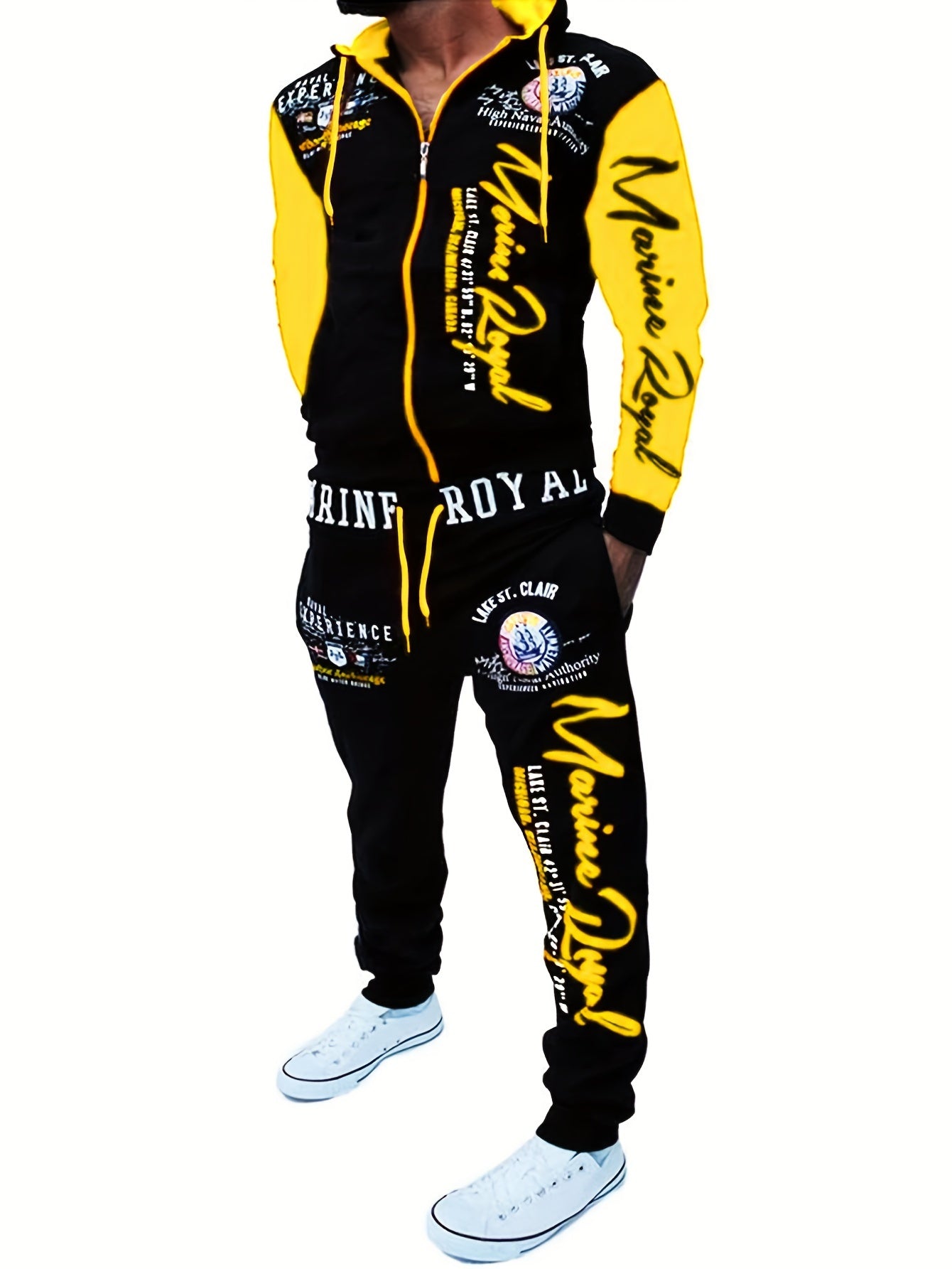 Men's Hiphop Letter Print Tracksuit Set