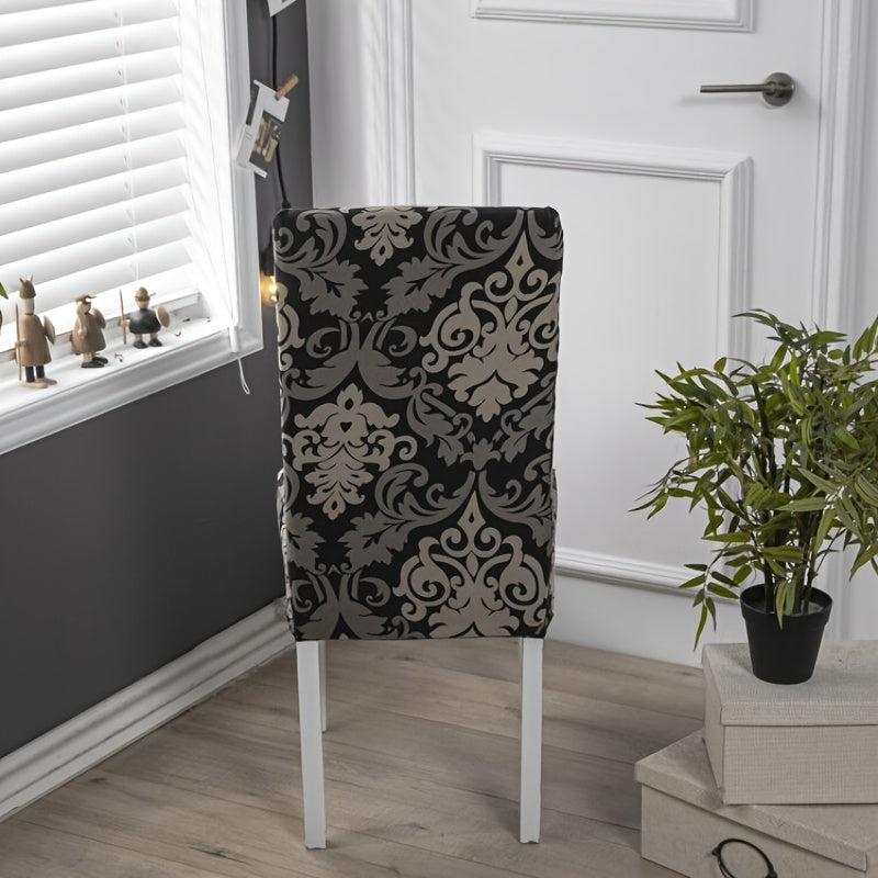 Printed Stretch Chair Cover Set for Dining Room, Removable and Washable