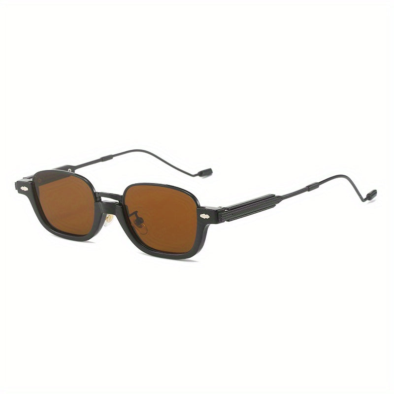 Men's Half Frame Vintage Brown Sunglasses Hip hop Anti Light Glasses