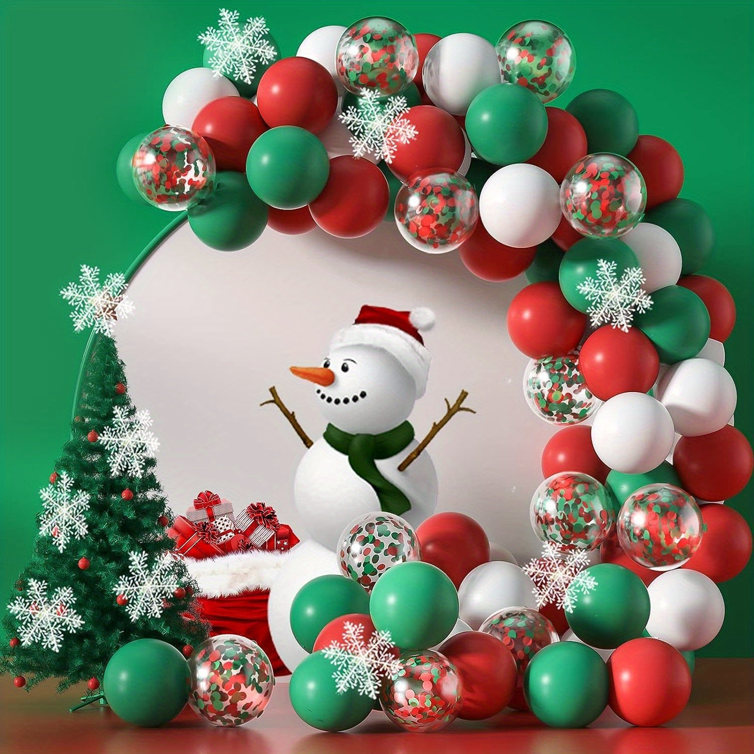 Christmas Balloons Arch Garland Kit - Red Green Confetti Balloons