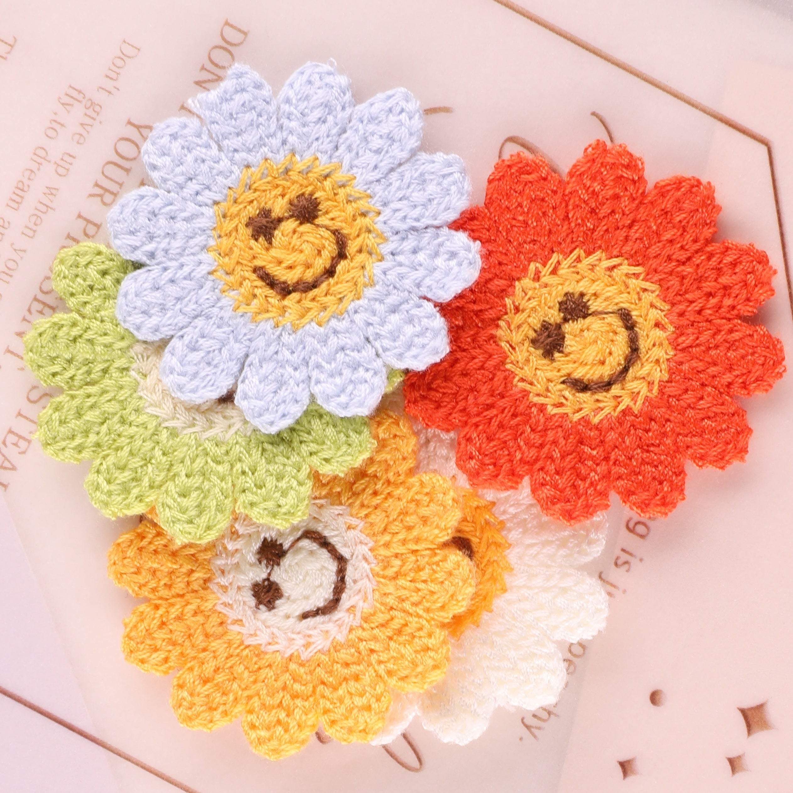 6pcs Plush Sunflower Patches for Girls Clothing DIY Accessories