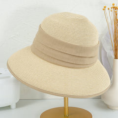 Foldable Bucket Hat Wide Brim Sun Visor Straw Hats Women Beach Fisherman Cap