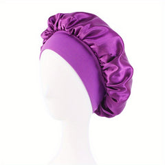 Wide Elastic Band Satin Sleep Bonnet Soft Night Sleeping Cap