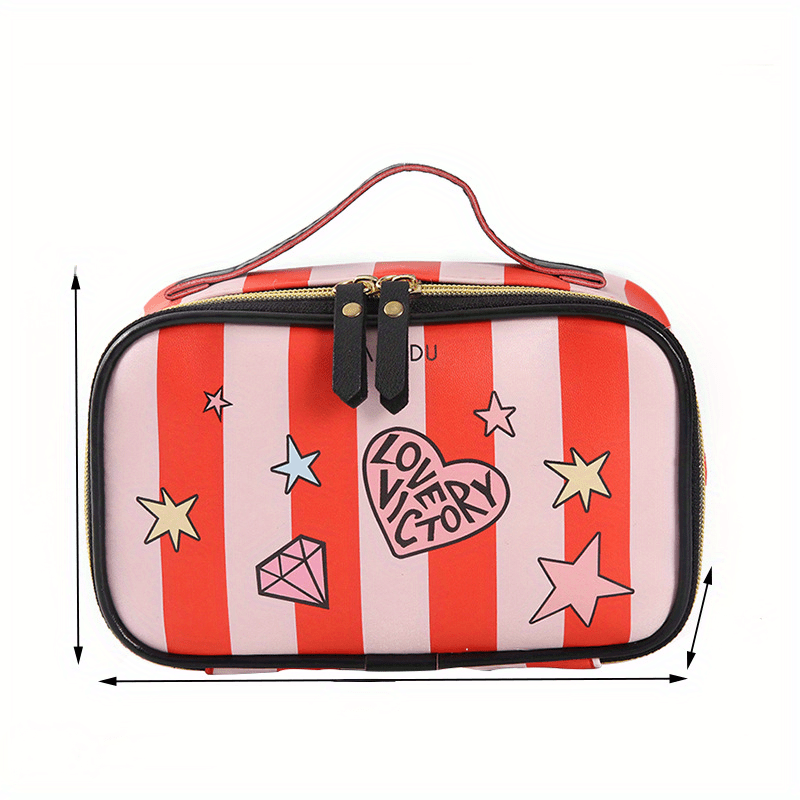Striped Storage Bag Waterproof Makeup Bag Lightweight Travel Cosmetic Handbag