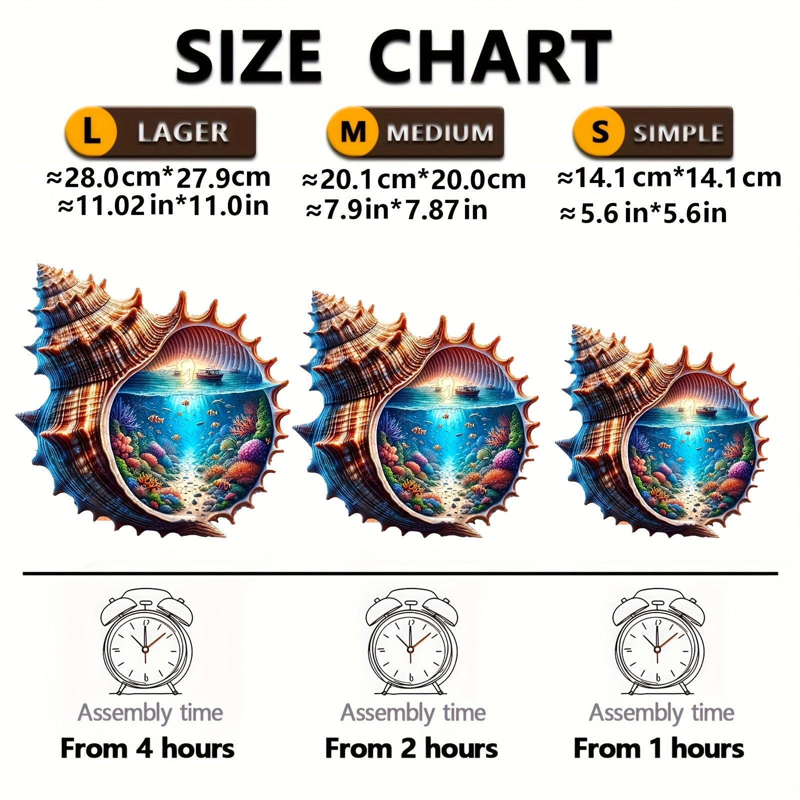Seashell Underwater World Wooden Puzzle High Difficulty Brain Teaser for Adults