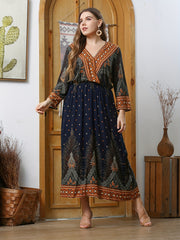  Tribal & Paisley Print Maxi Dress