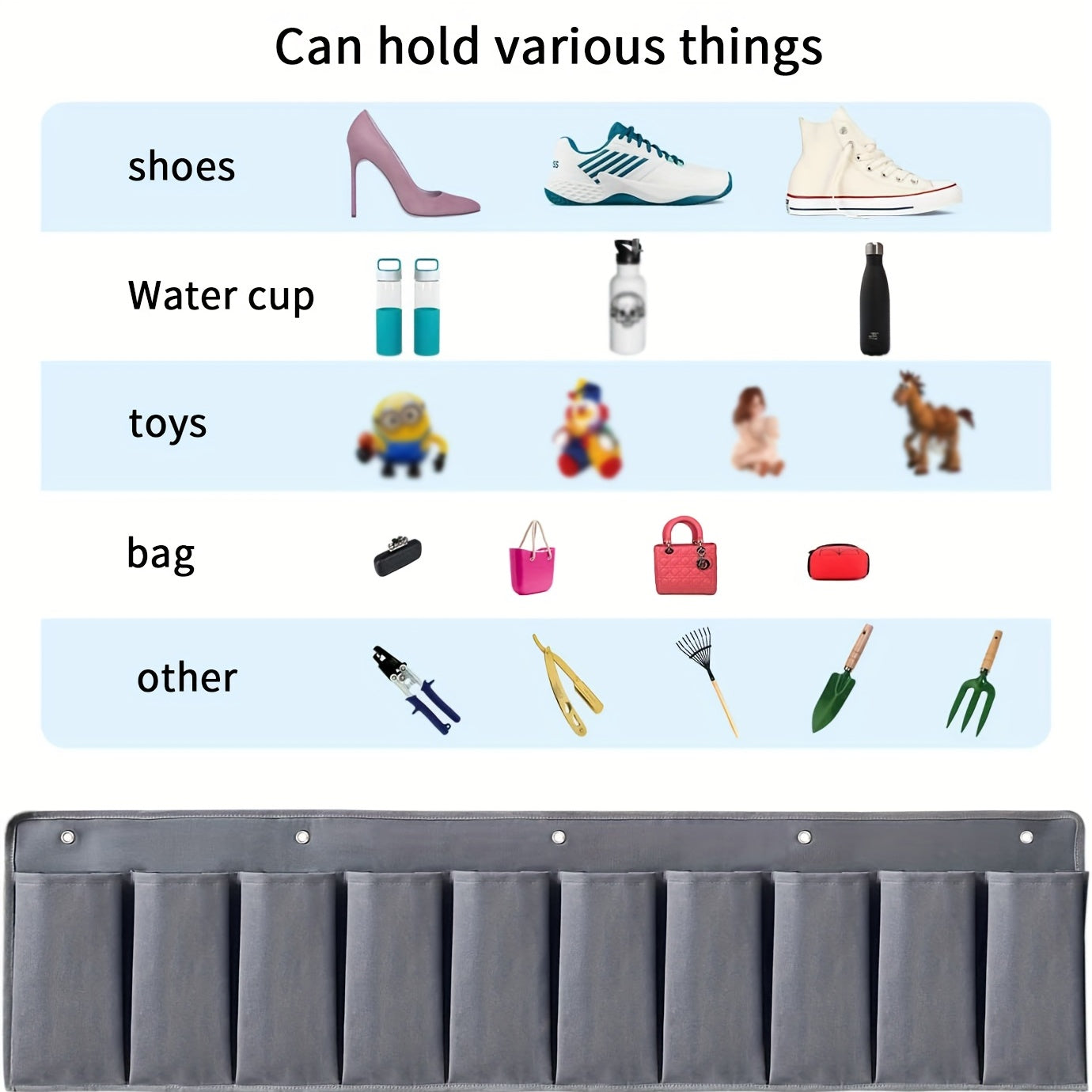 RV Shoe Pockets Hanging Bedside Storage Organizer with Sturdy Hooks