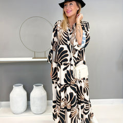  Floral Bell Sleeve Maxi Dress