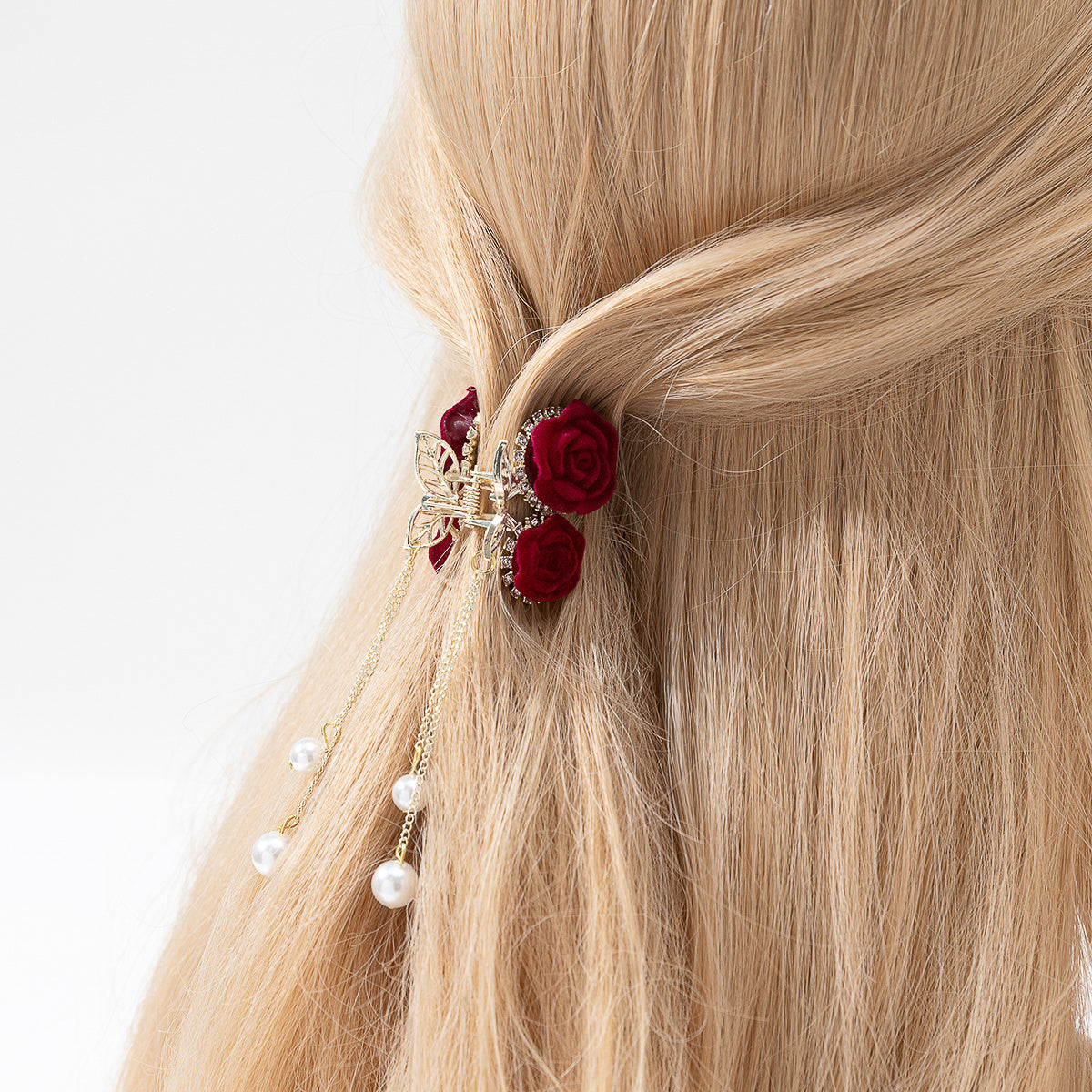 Rose & Tassel Hair Claw Clip Resin Hairgrip Non Slip Hair Accessory