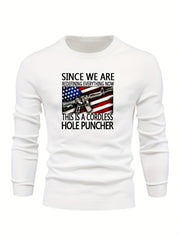 Flag Print Men's Casual Warm Crew Neck Pullover Sweater