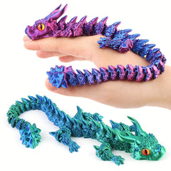 Jointed Dragon Figurine with Large Eyes and Dual Horn Fidget Toy