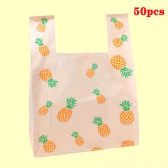 50pcs Disposable Vest Bag Shopping Bag Plastic Tote Bag Shop Packaging Bag