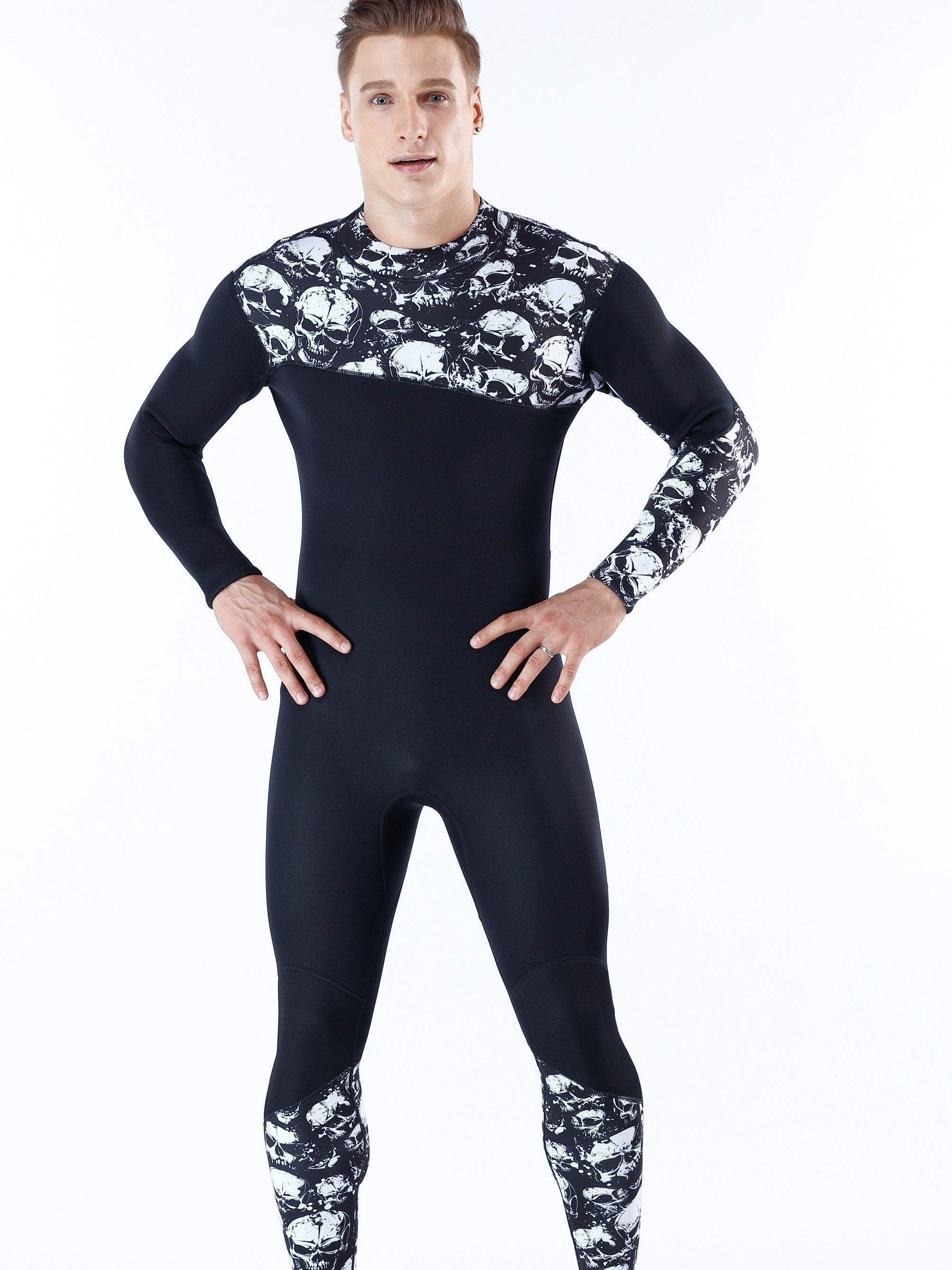 Men's Skulls Neoprene Diving Suit Warm Anti Jellyfish Cold Proof One Piece